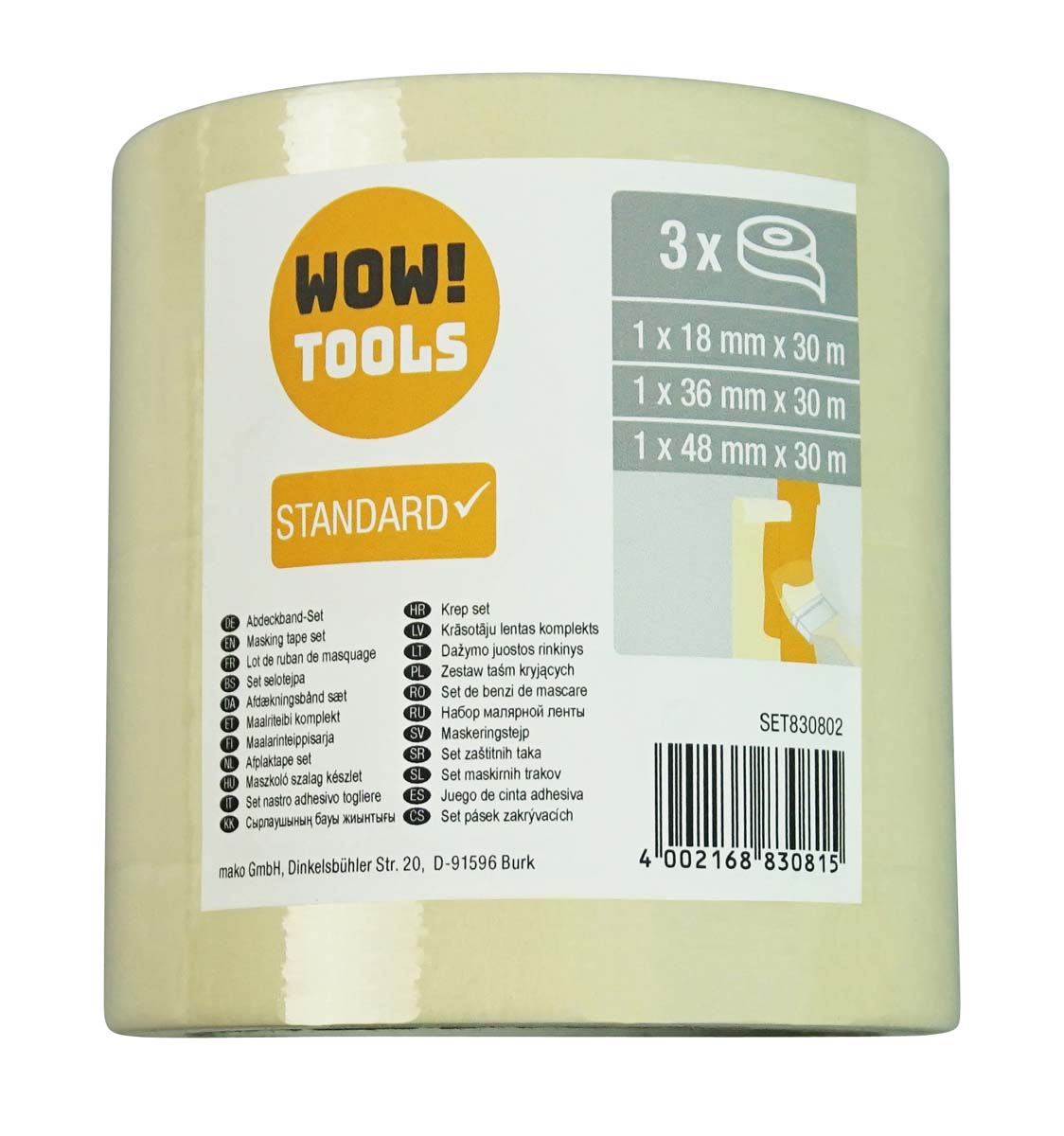 mako WOW!TOOLS Kreppband-Set 3-teilig, STANDARD