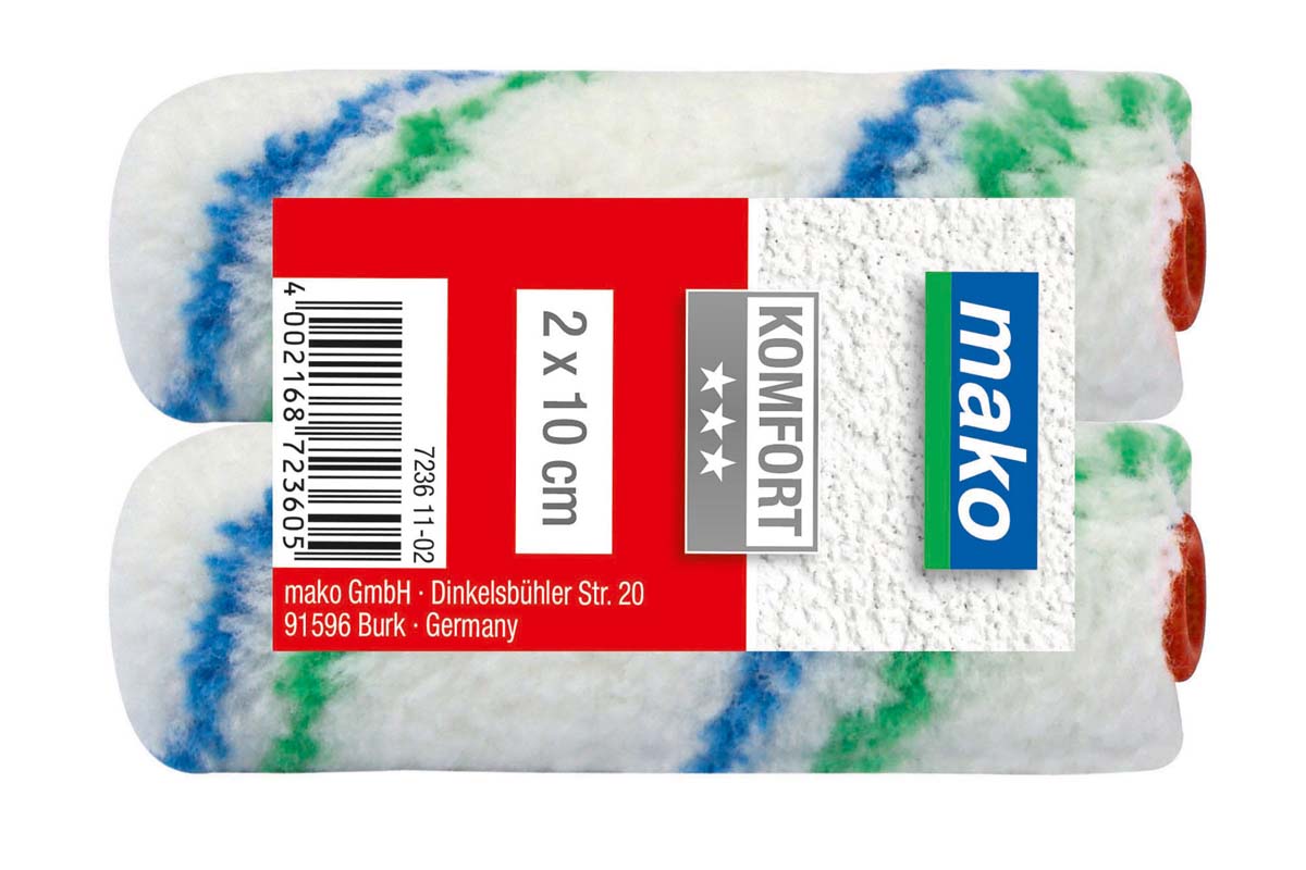 Maler-Ersatzwalze mako-flor Ersatzwalze, KOMFORT 10cm, Pack a 2 Stück