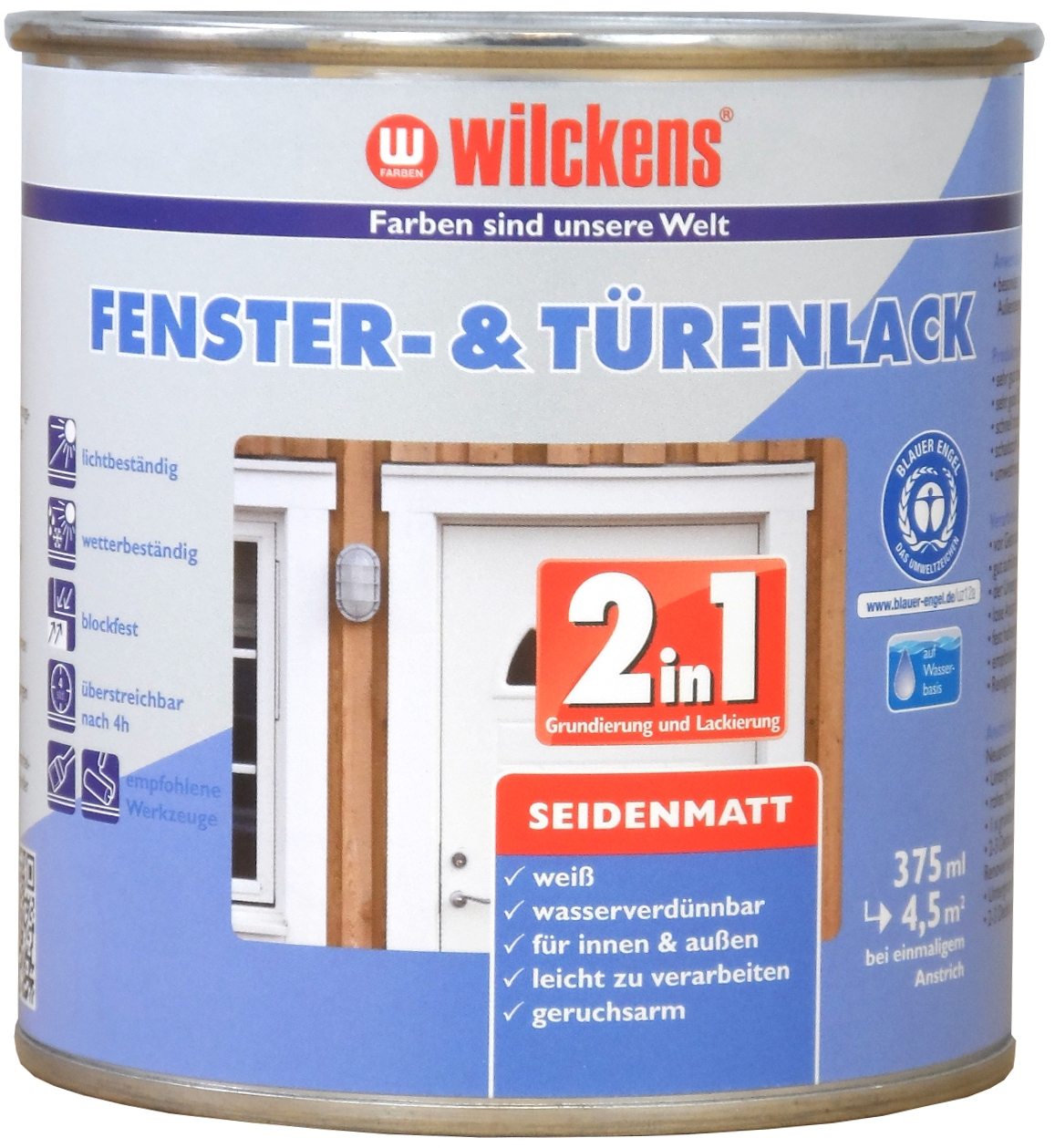 2in1 Fenster- & Türenlack seidenmatt Weiß 375ml von Wilckens