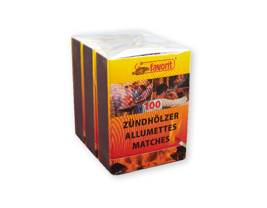 FAVORIT Zündhölzer 5,5 cm, 100 Stück, 3er-Pack